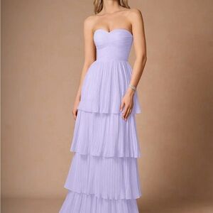 Azazie Convertible Lavender Tiered Maxi